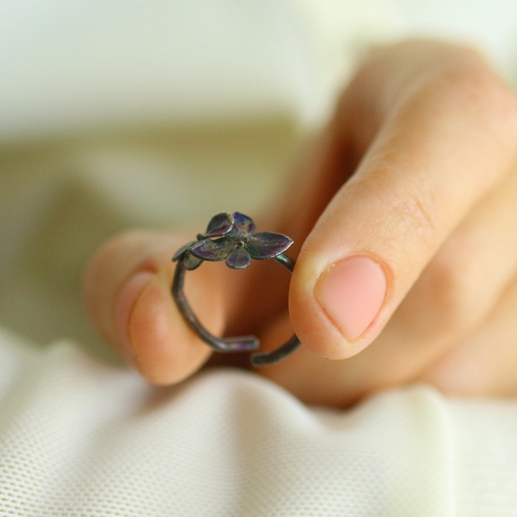 Ring in silver, Hydrangea , фото 2